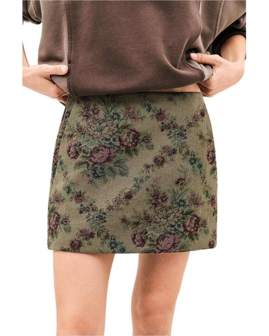 Ba&sh Multicolor Floral Woven Mini Skirt