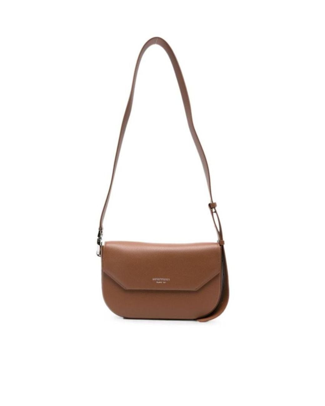 Emporio Armani Brown 1981 Grainy Leather Shoulder Bag