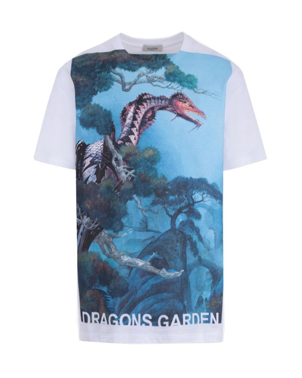 Valentino Blue Dragons Garden Print T-Shirt for men