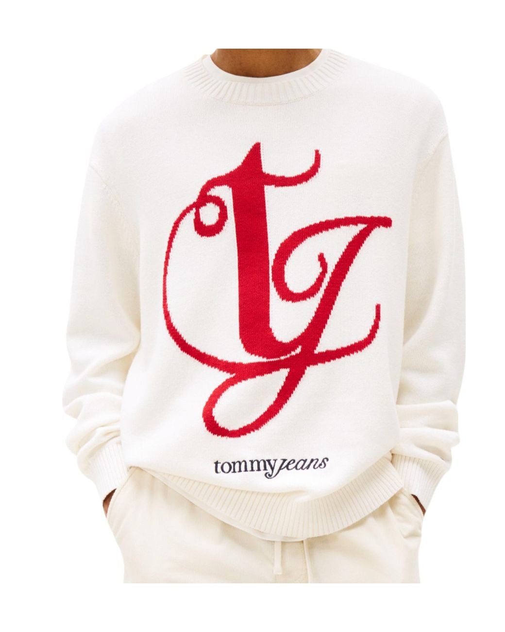 Tommy Hilfiger White Crew Neck Sweater for men