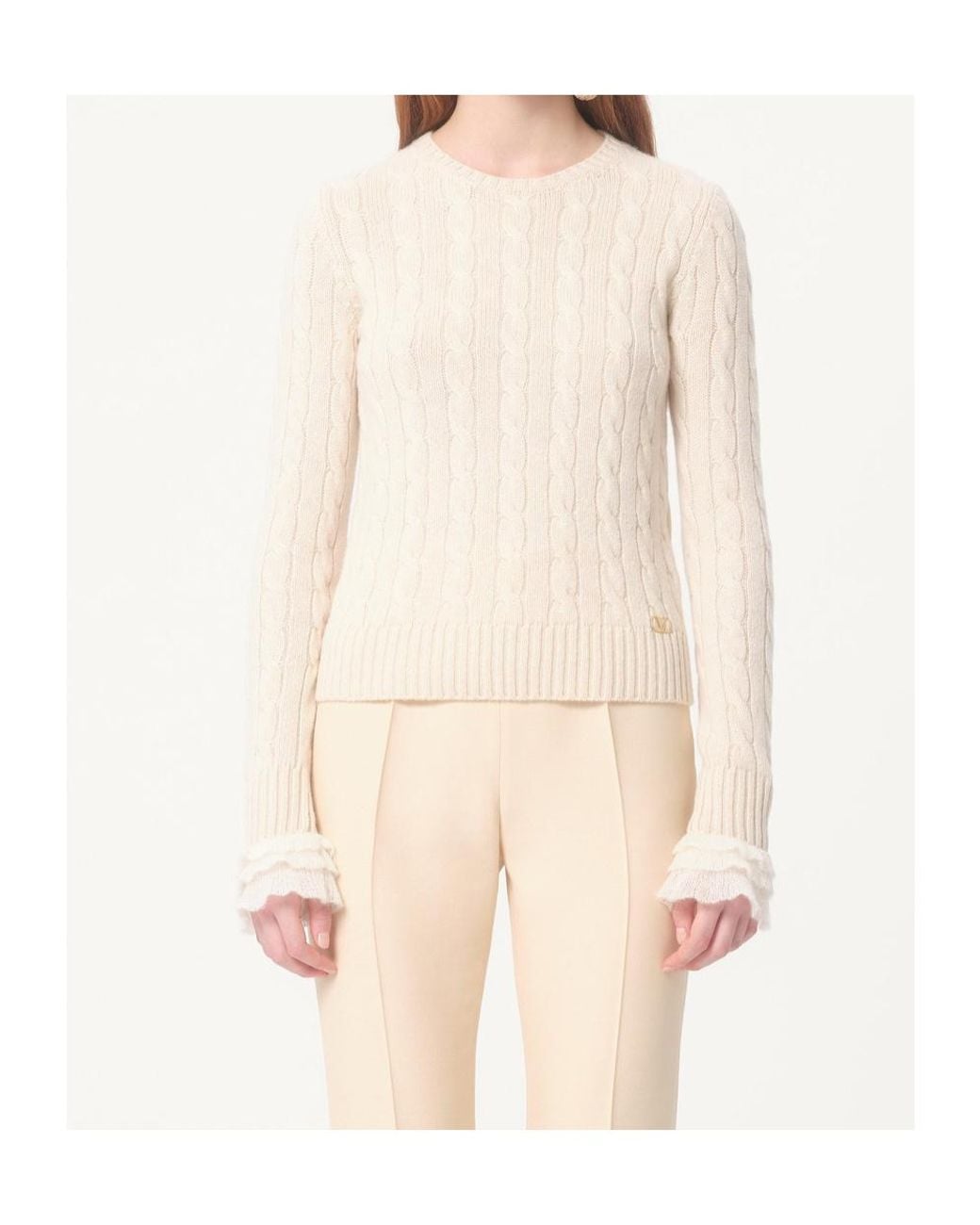 Valentino White Crewneck Long-Sleeved Jumper
