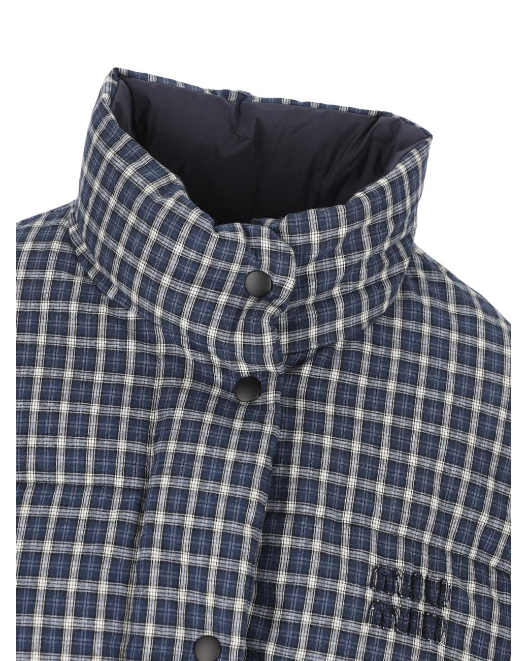 Miu Miu Gray Reversible Flannel Down Jacket