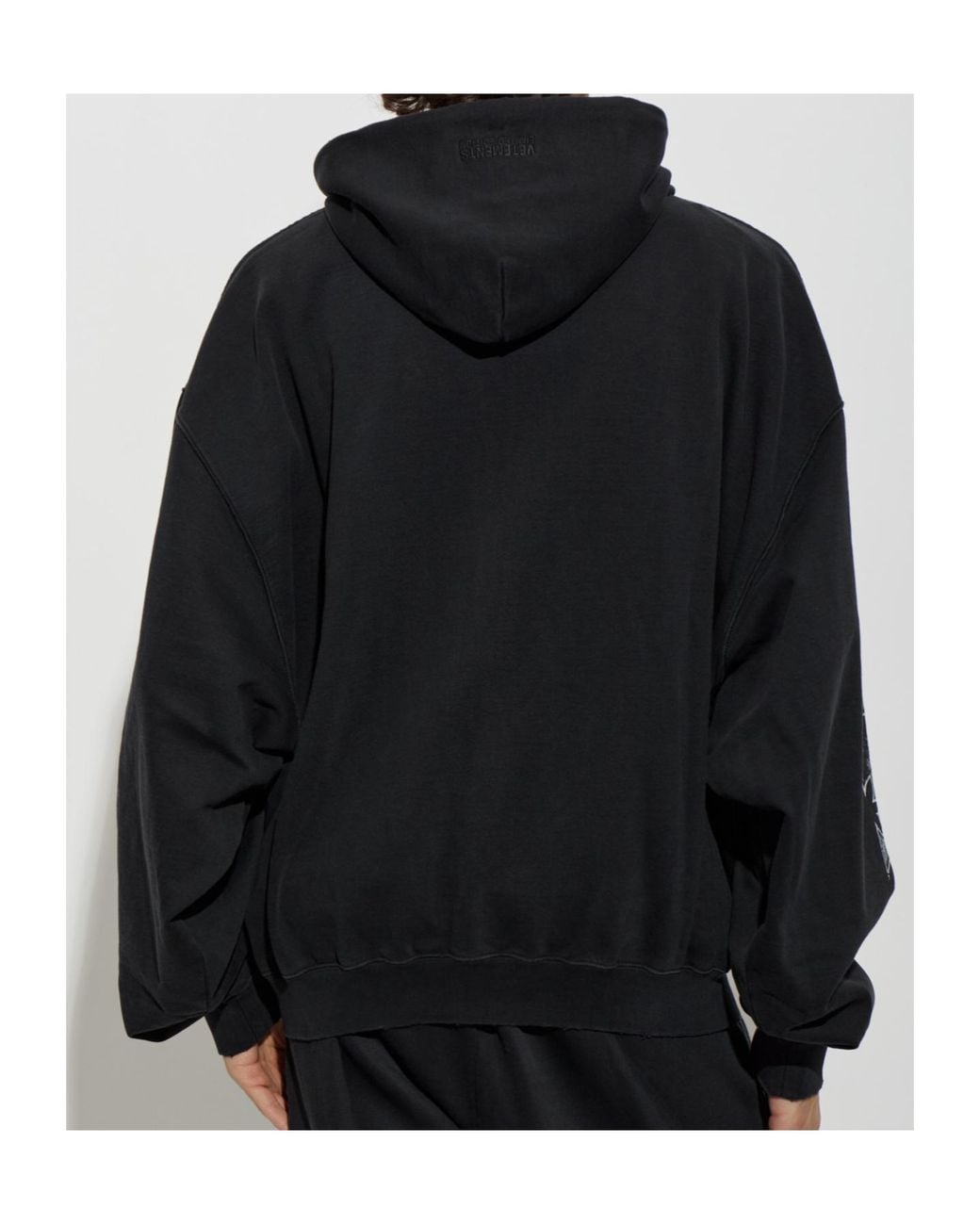 Vetements Black Graphic Sleeve Zip-Up Hoodie for men