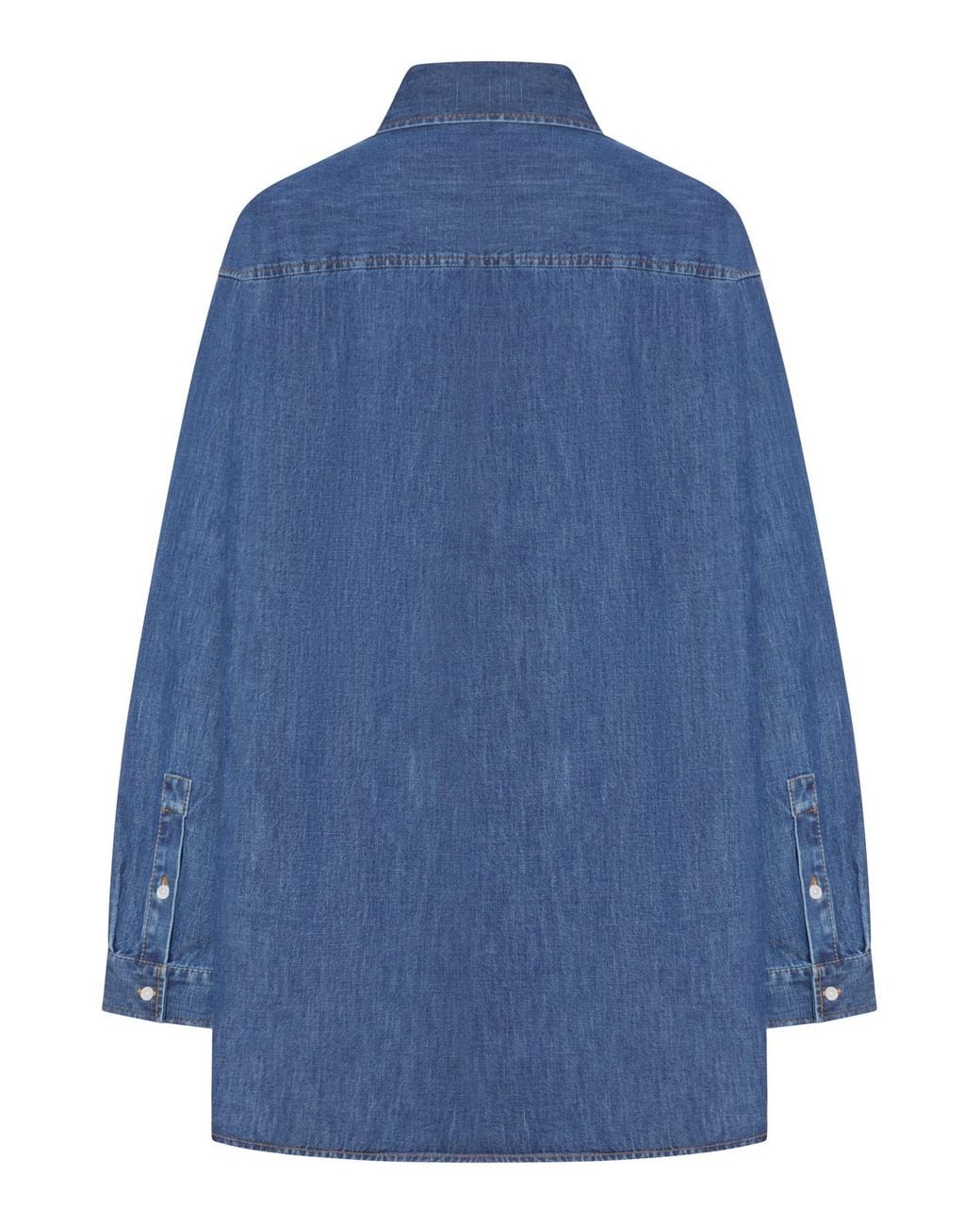Valentino Blue Logo Plaque Button-Up Denim Shirt