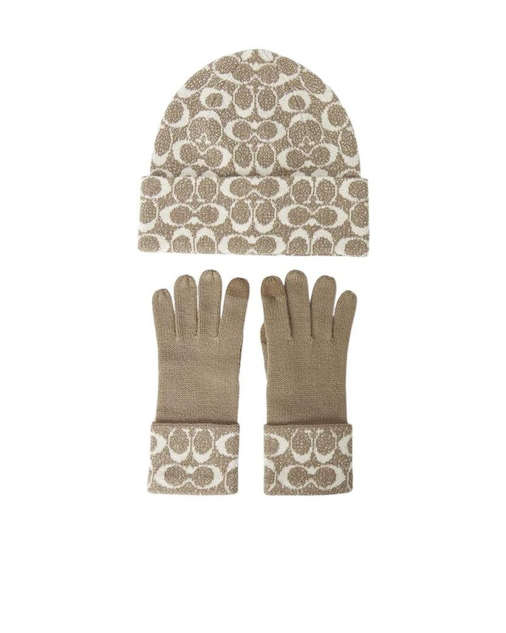 COACH White Gloves And Hat Two-Piece Set