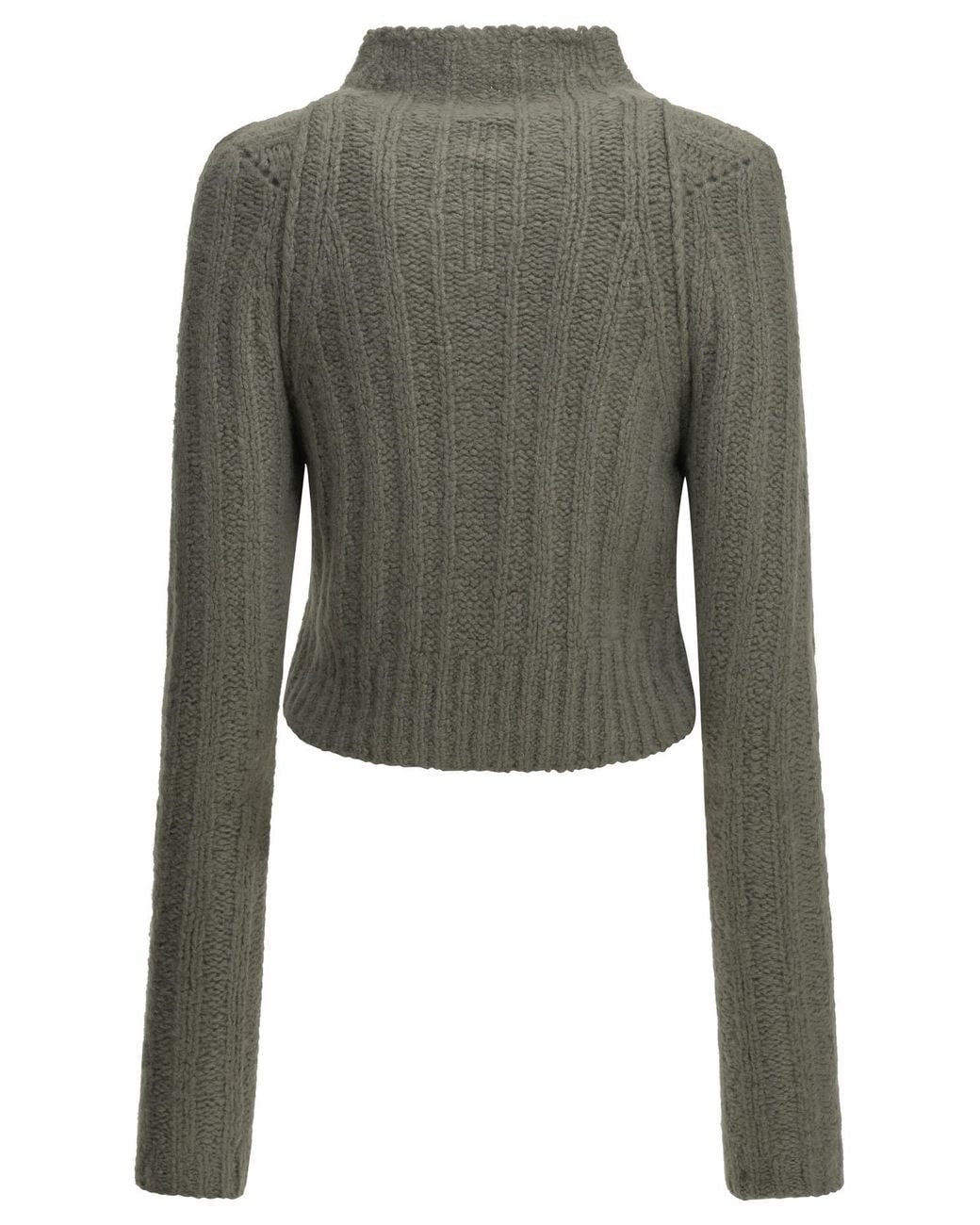 Rick Owens Green Cropped Mock-Neck Knitted Top