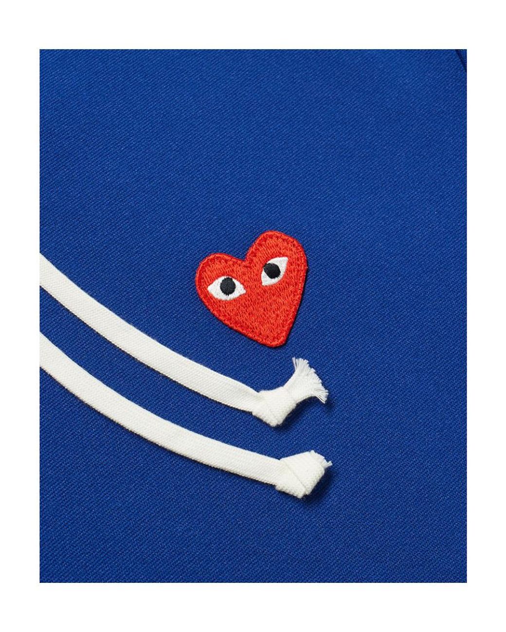 COMME DES GARÇONS PLAY Blue Logo Hooded Sweater for men