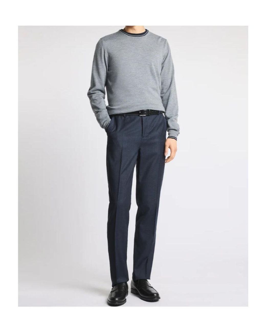Fay Gray Contrast Trim Crew Neck Knitted Sweater for men