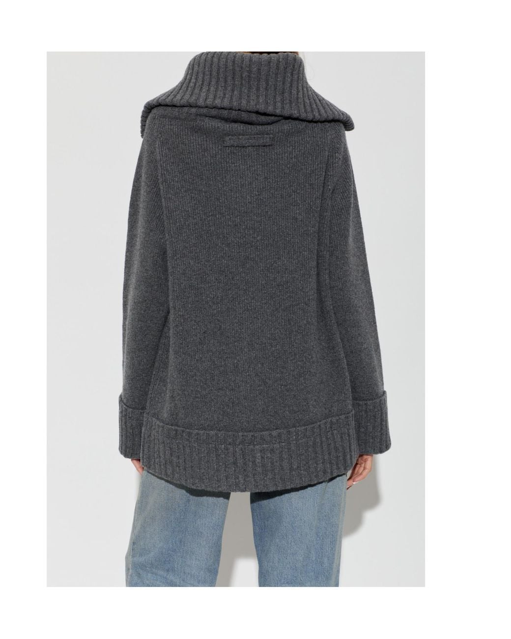 Victoria Beckham Gray Wide Collar Knitted Sweater