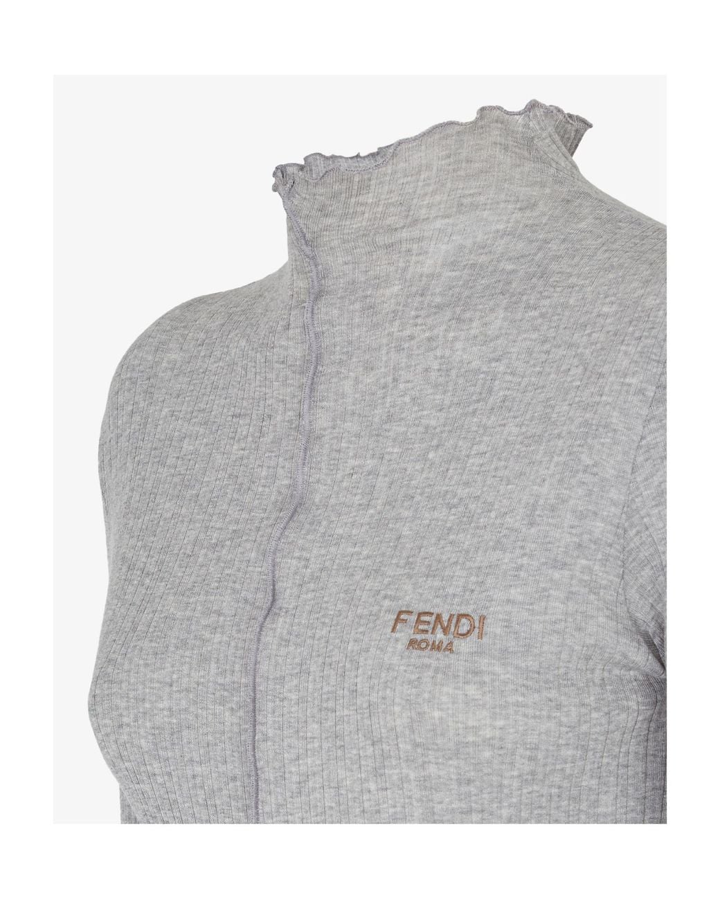 Fendi Gray Mock Neck Knitted Jumper