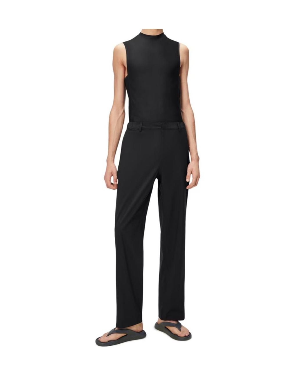 Rains Black Belt Loop Casual Pants for men