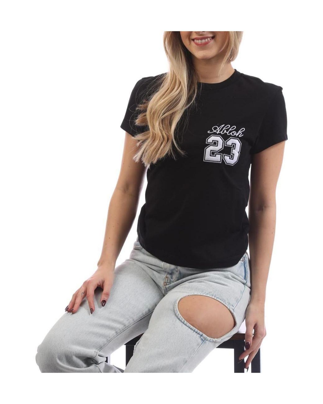 Off-White c/o Virgil Abloh Black Embroidered Fitted T-Shirt