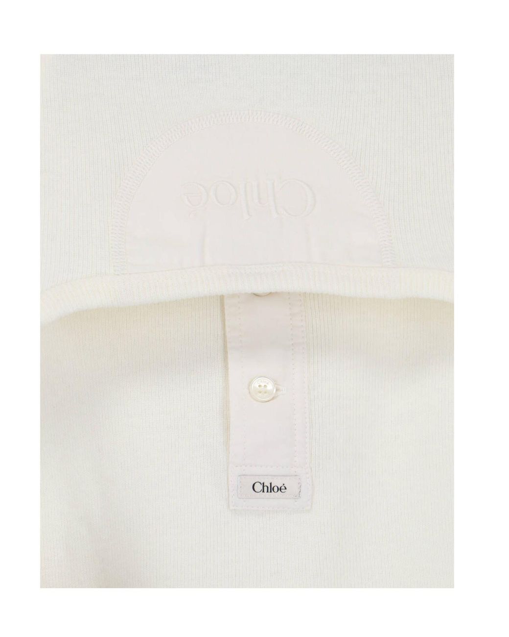 Chloé White Chloé Scoop-Neck Henley Sweater