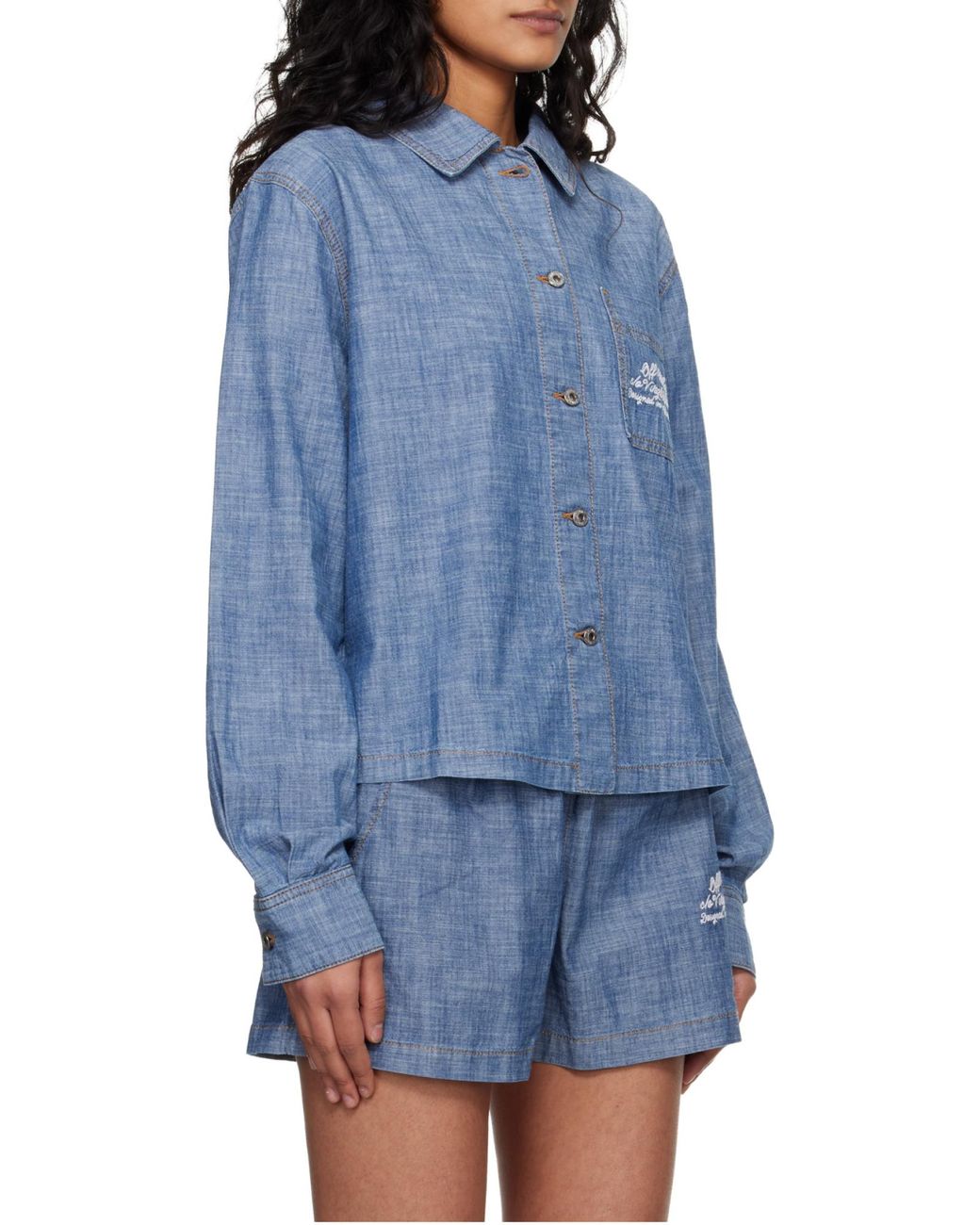 Off-White c/o Virgil Abloh Blue Chambray Denim Pyjama Shirt