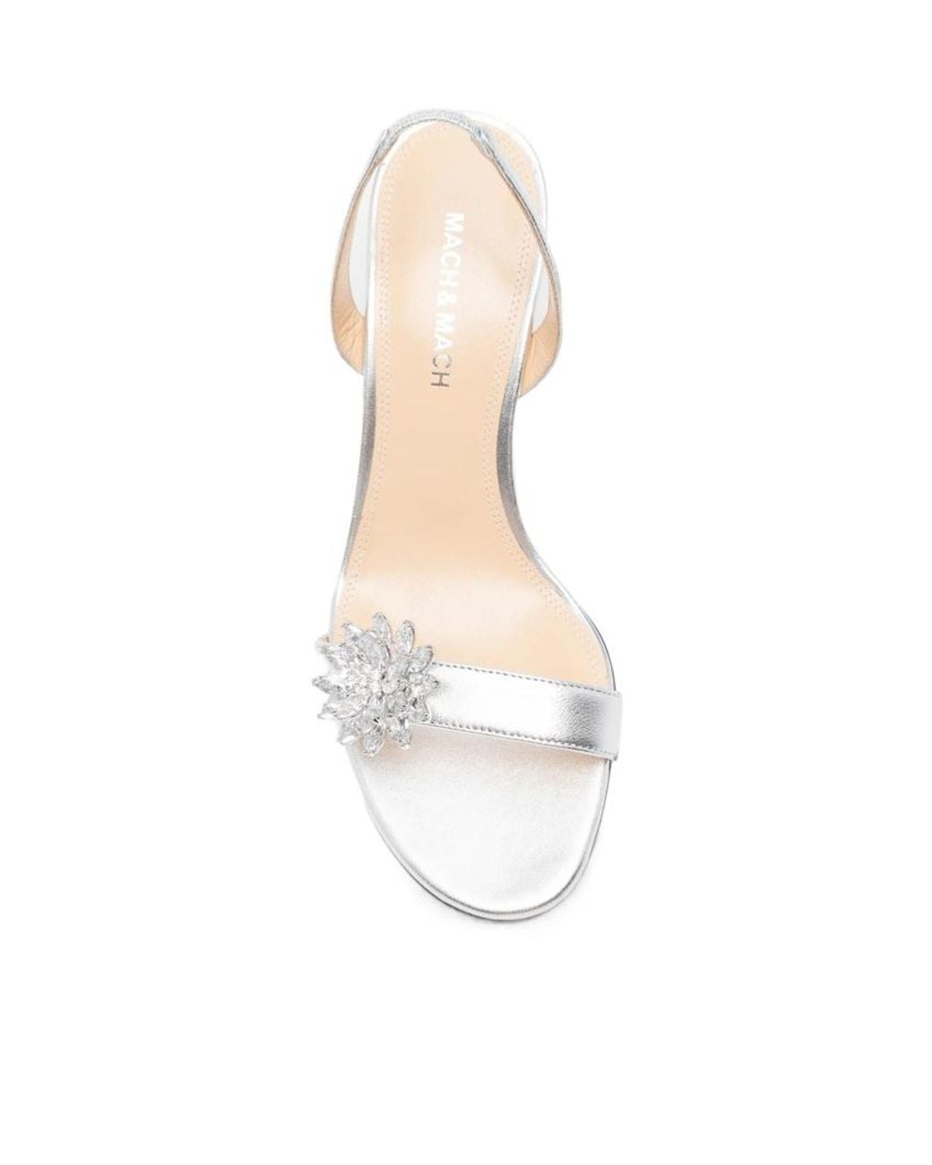Mach & Mach White Crystal-Embellished Sandals