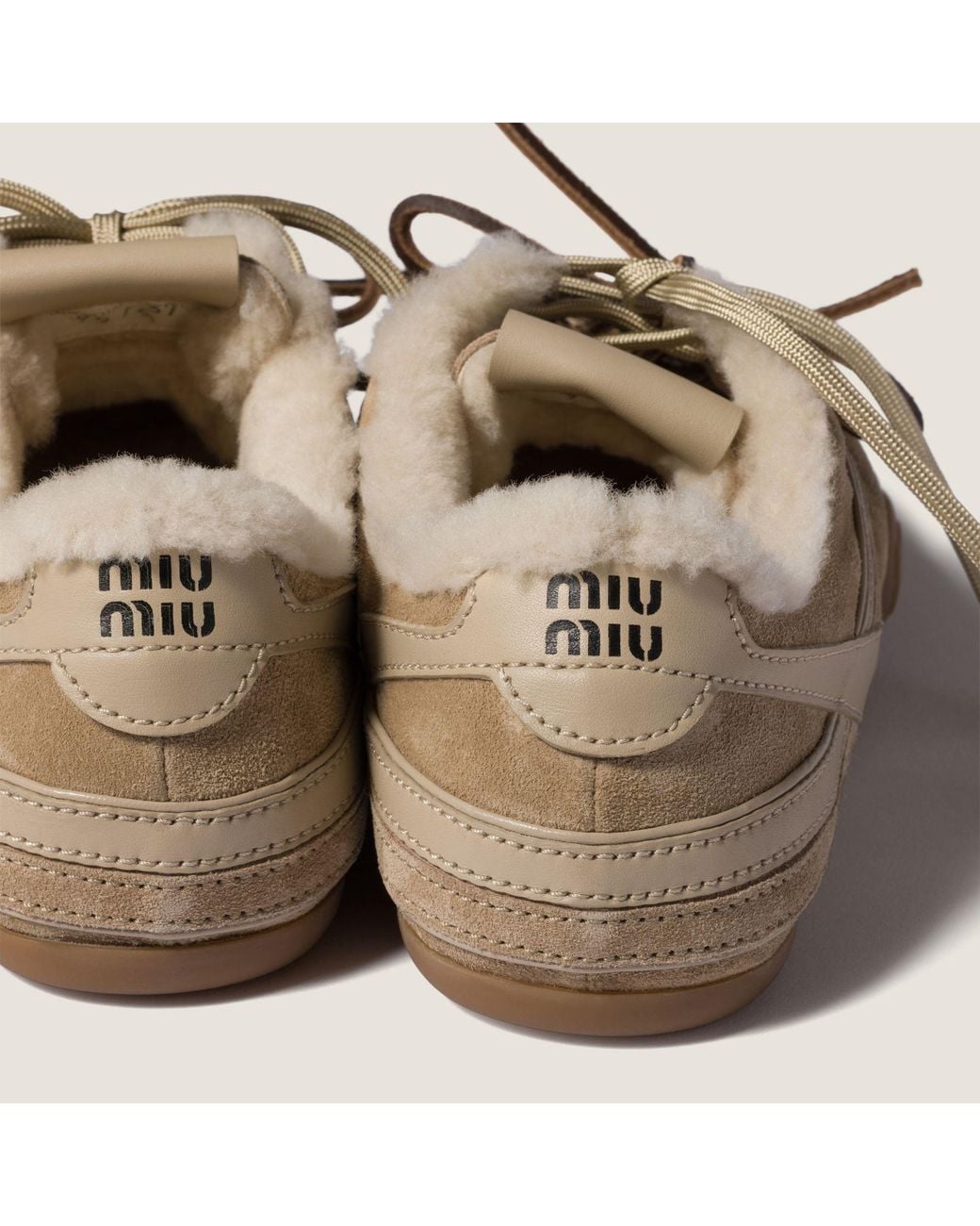 Miu Miu Multicolor Shearling-Lined Suede Sneakers