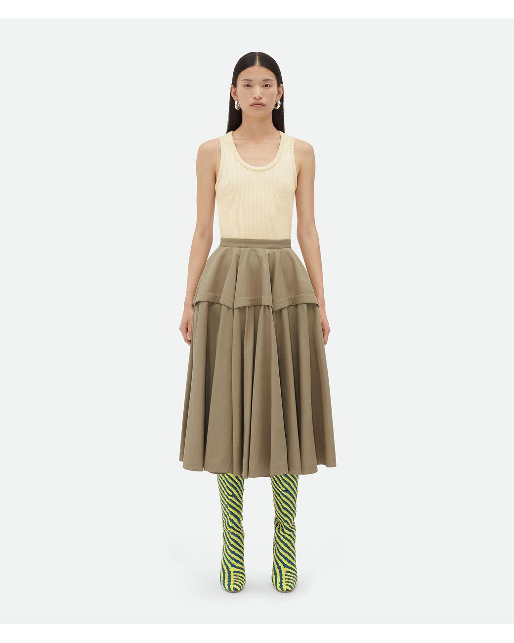 Bottega Veneta Natural Compact A-Line Skirt
