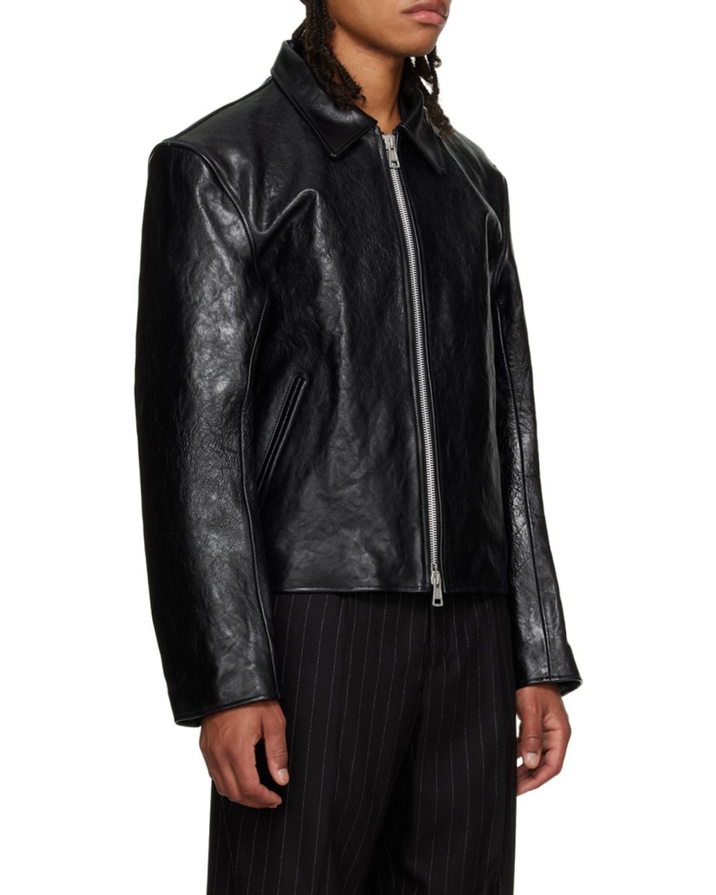 Our Legacy Black Top Dyed Leather Mini Jacket for men