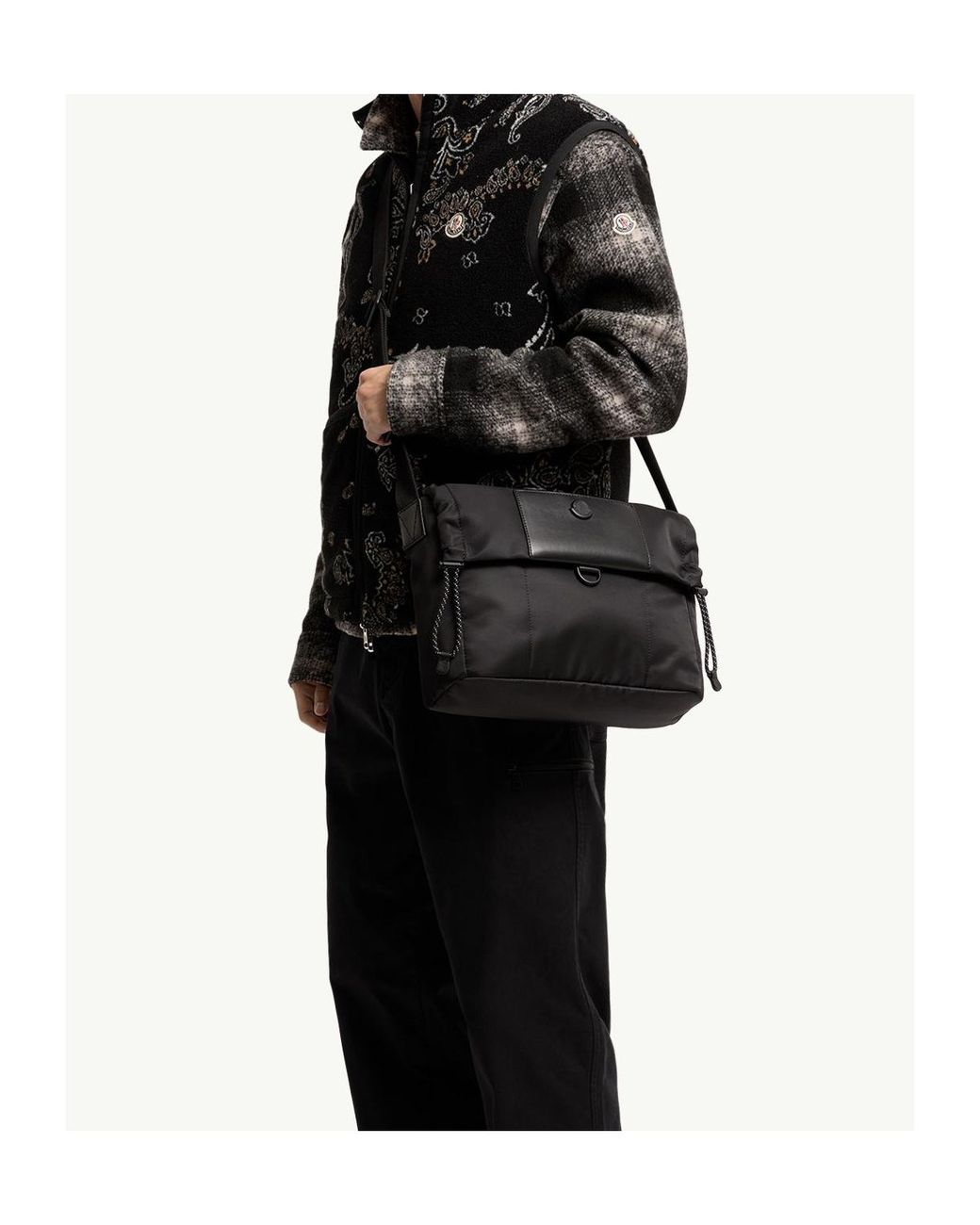 Moncler Black Kenton Drill Messenger Bag for men