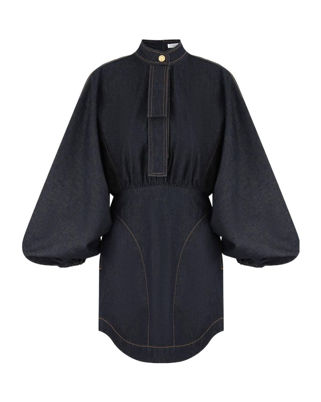 Zimmermann Blue Bishop-Sleeve Denim Mini Dress