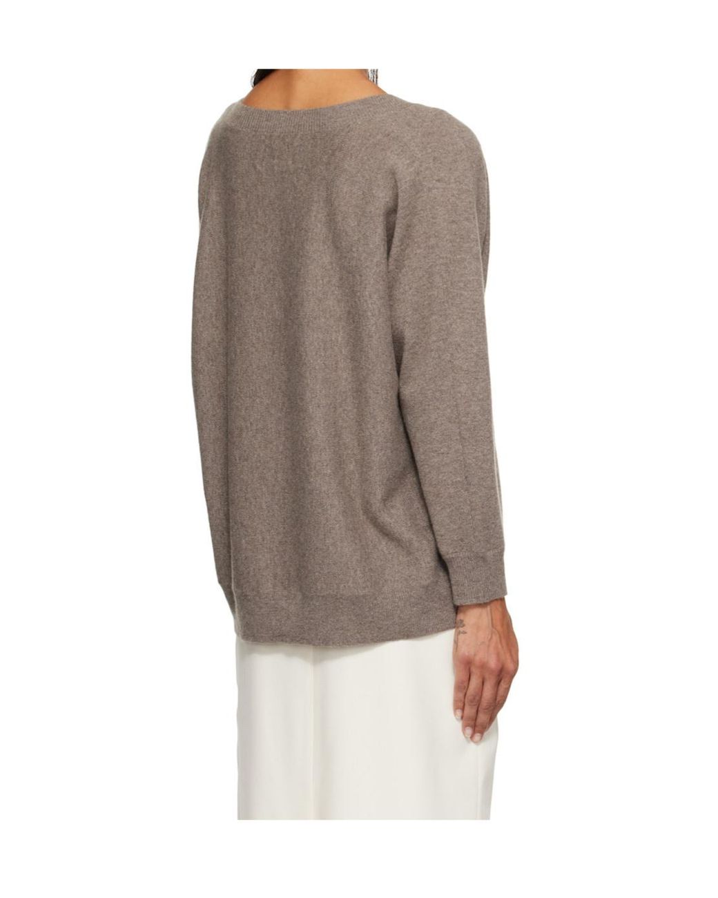 Lisa Yang Gray V-Neck Cashmere Sweater