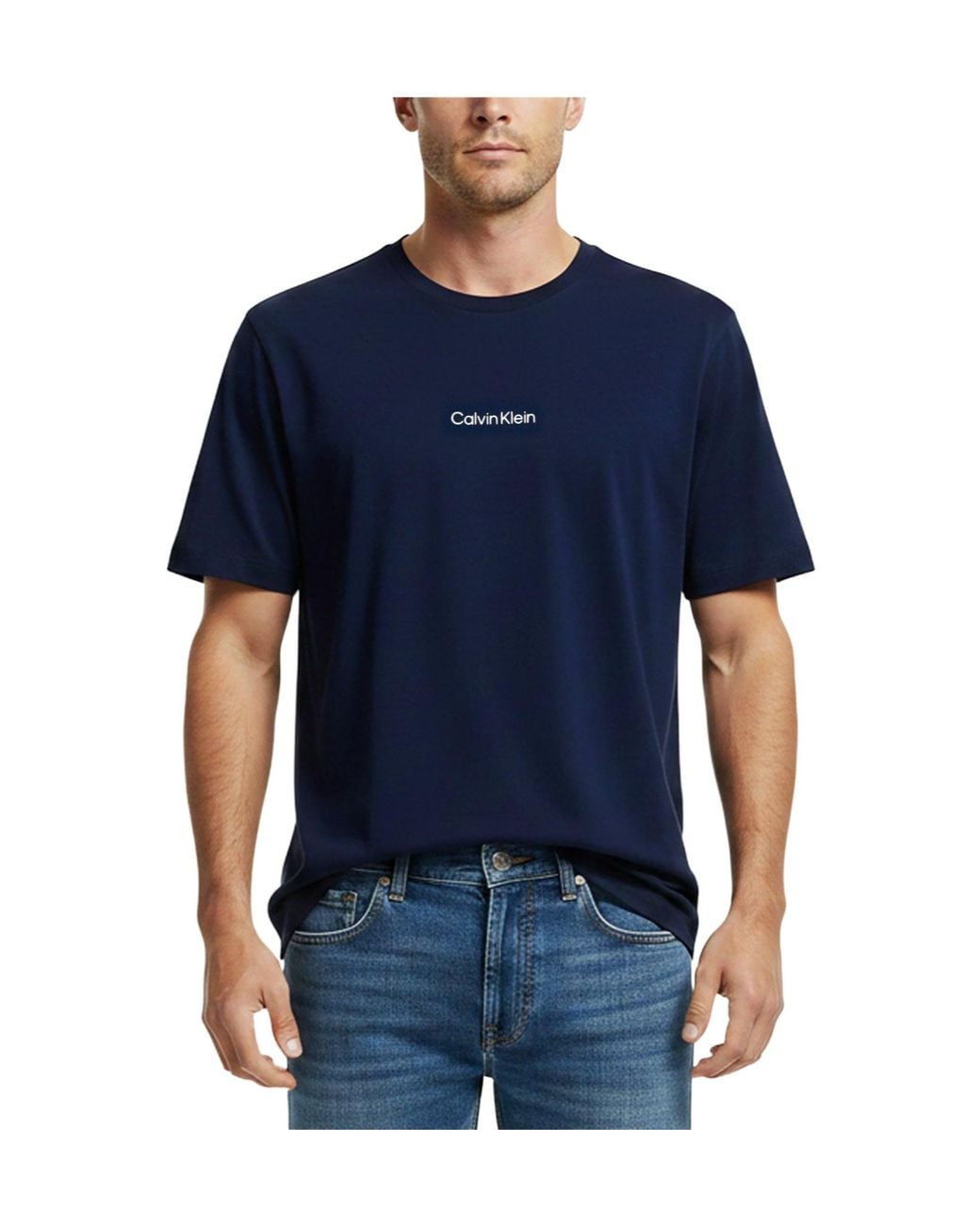 Calvin Klein Blue Crew Neck Casual T-Shirt for men