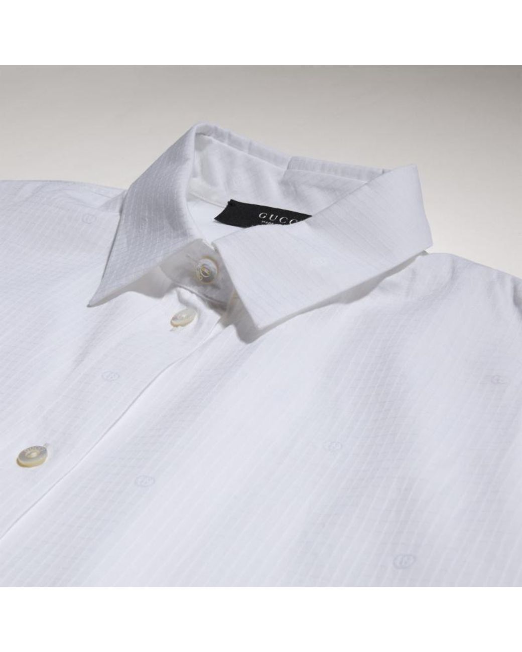 Gucci White Gg Cotton Poplin Damier Shirt