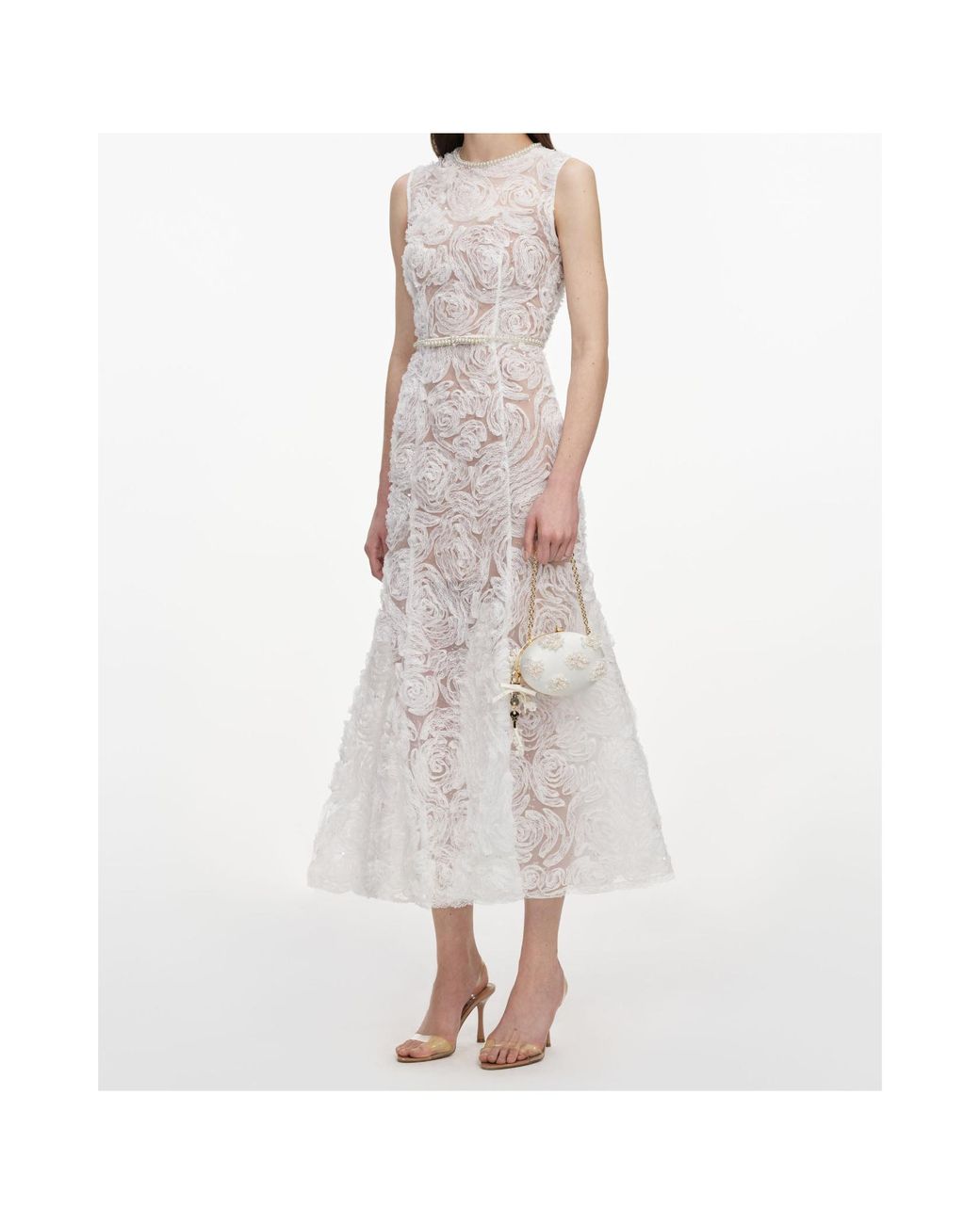 Self-Portrait Multicolor Tulle Lace Midi Dress