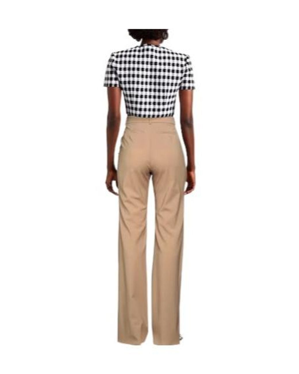 Sportmax Natural High-Waisted Slightly Flared Dress Pants