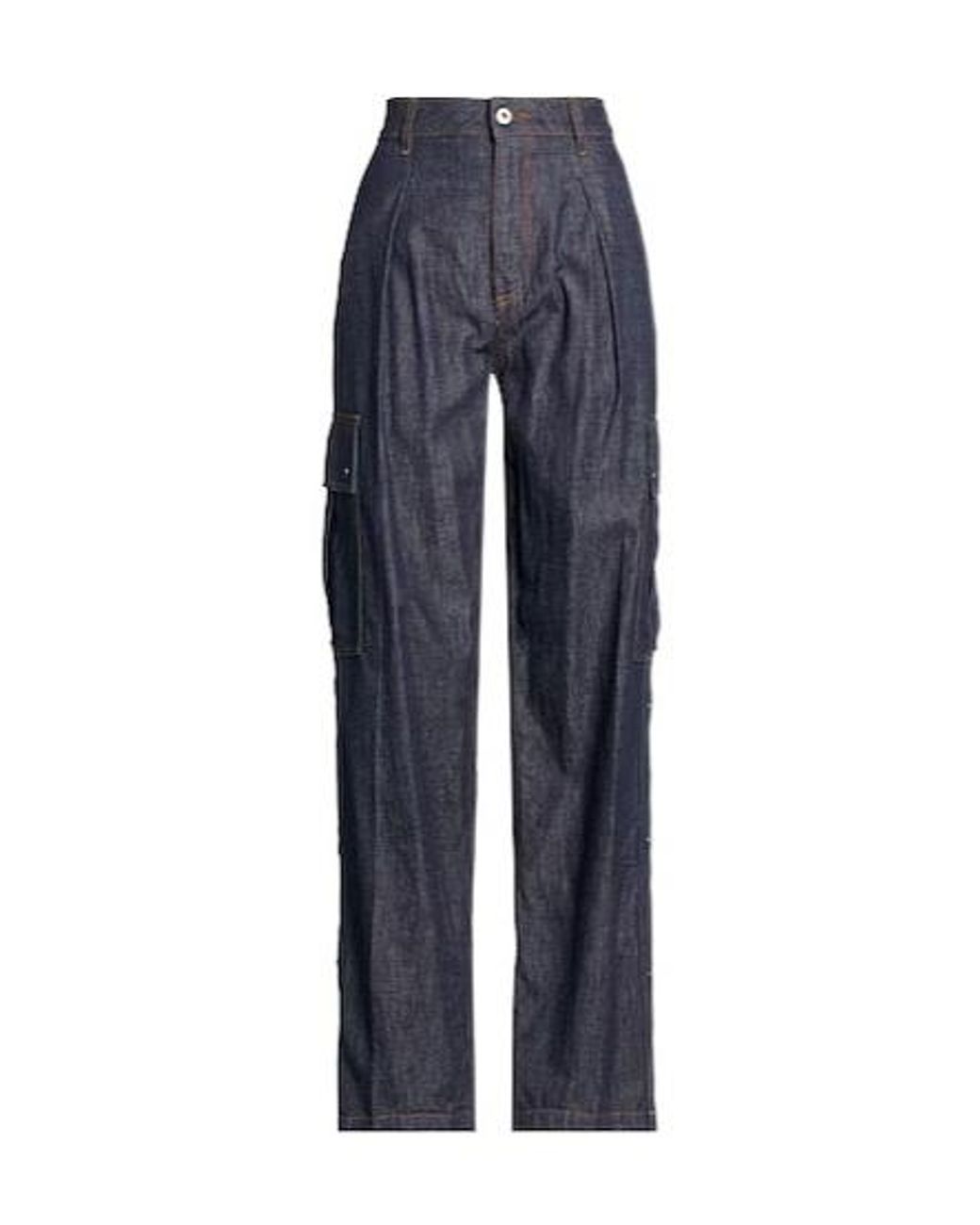Burberry Blue Dark Wash Denim Cargo Pants