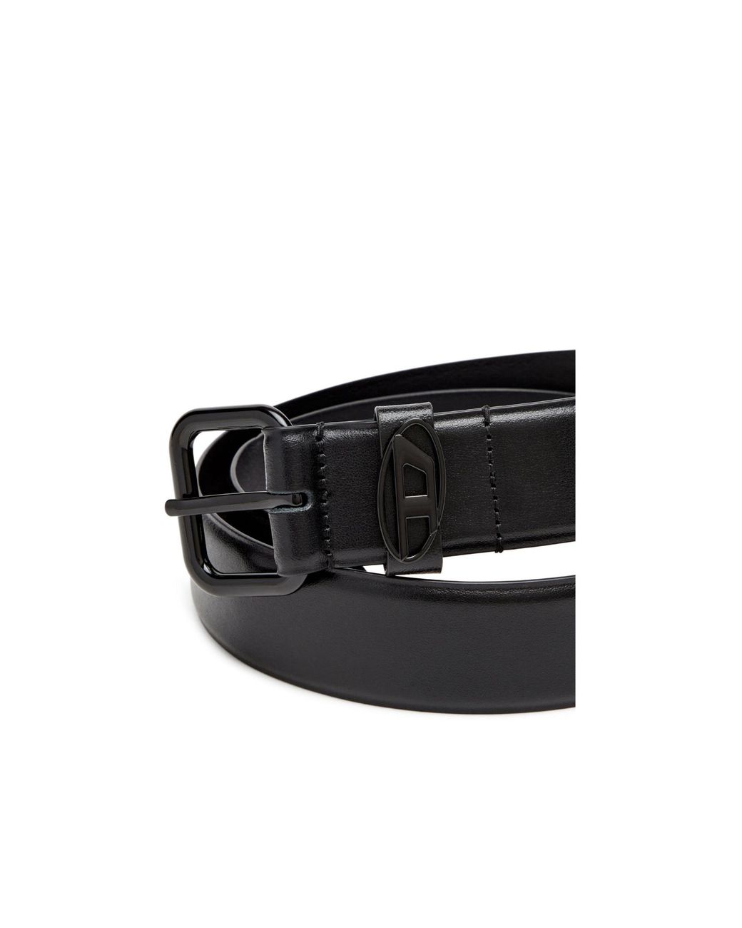 DIESEL Black B-1Dr Logo-Plaque Belt for men