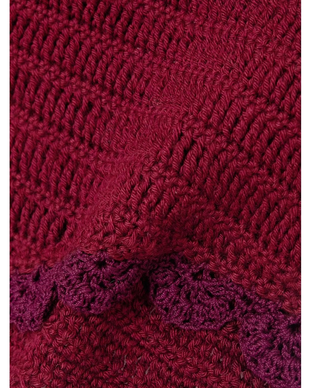 Magda Butrym Red Scalloped Crocheted Cotton Shorts