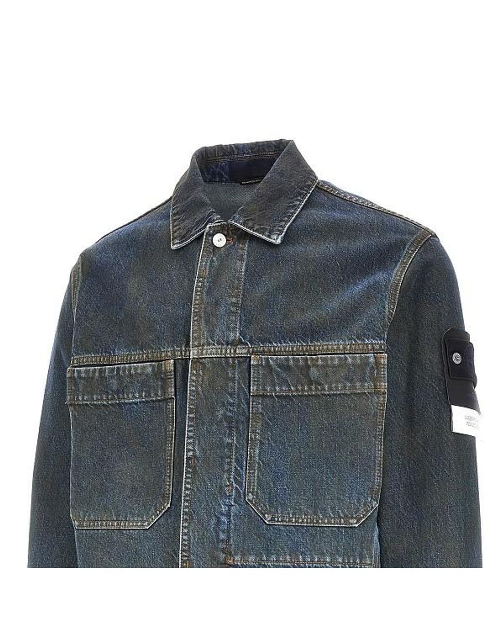 Stone Island Blue Logo Patch Denim Jacket for men