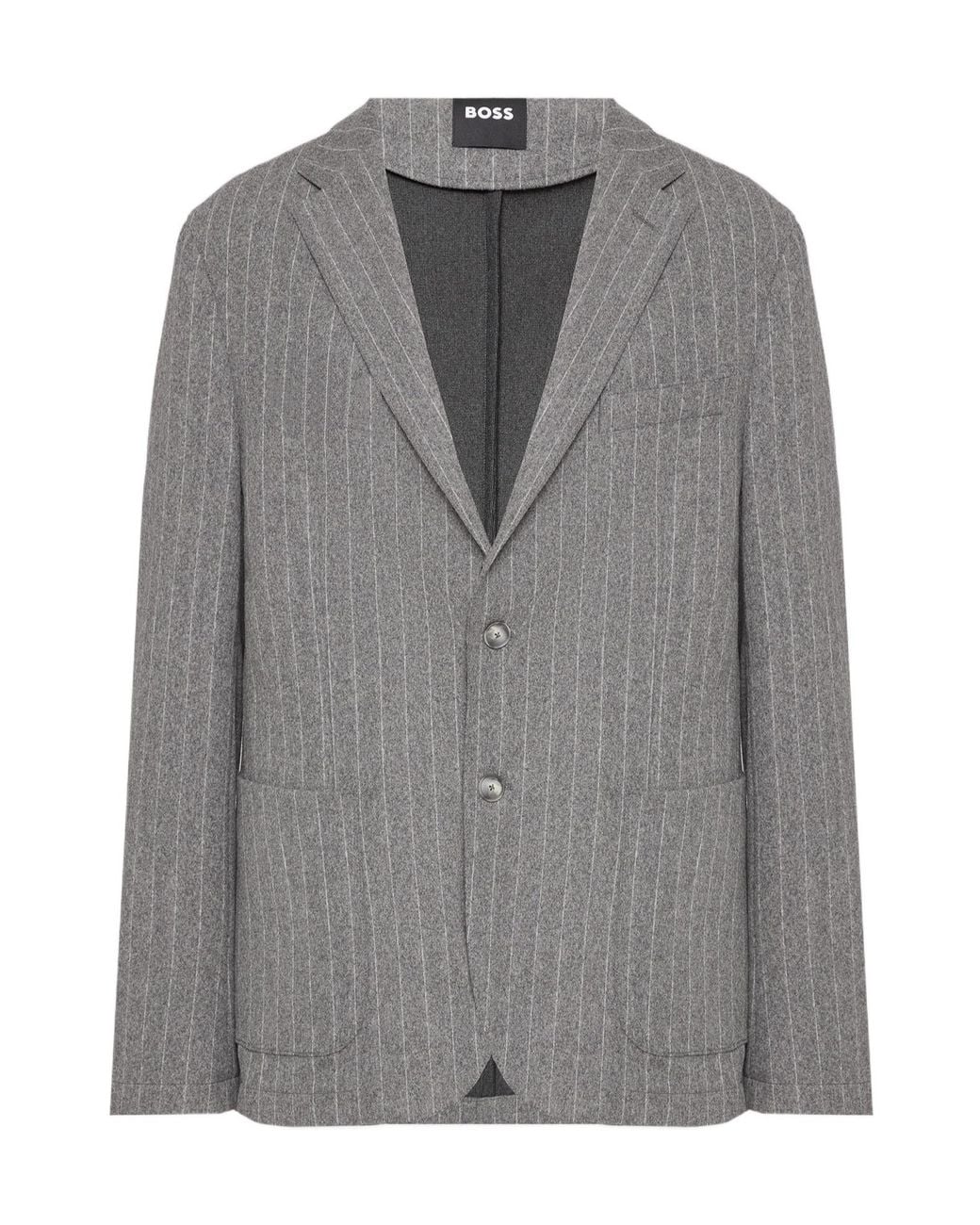 Boss Gray Boss Striped Slim-Fit Blazer for men