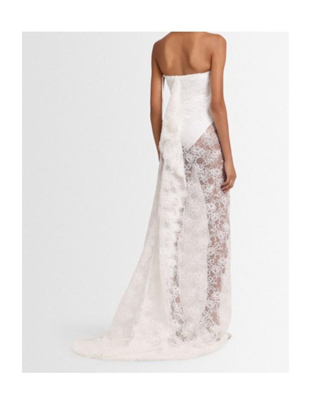 Christopher Esber White Floating Lace Strapless Gown
