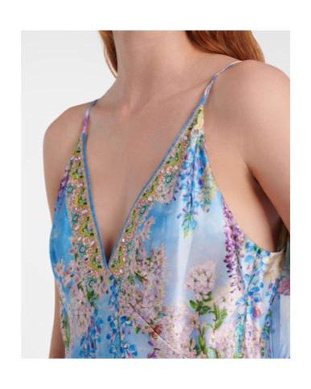Camilla Blue Printed Silk Slip Dress