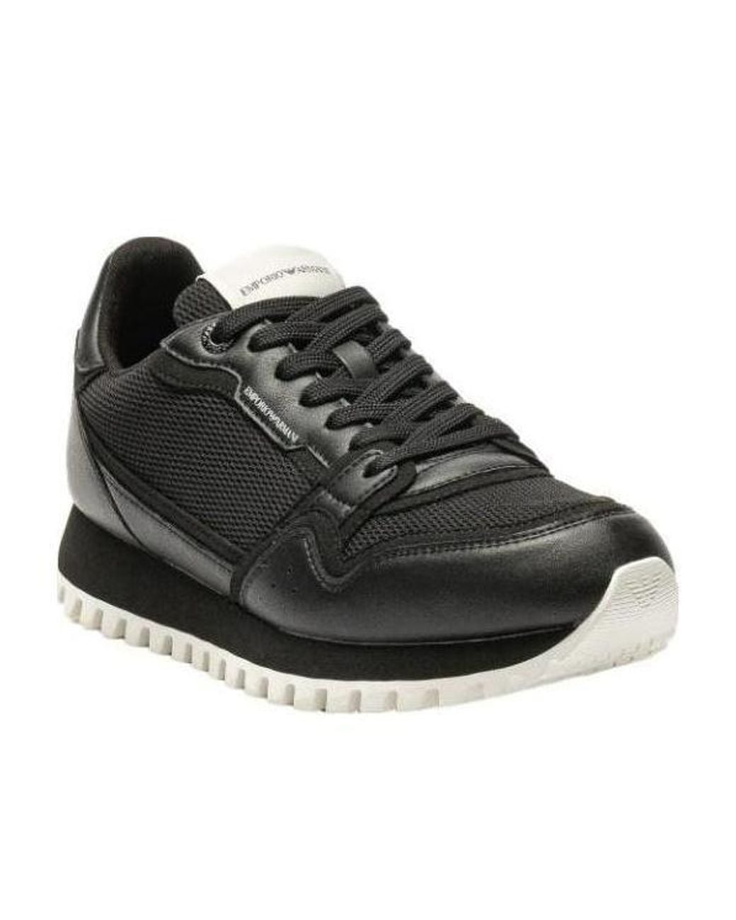 Emporio Armani Black Low-Top Lace-Up Sneakers for men