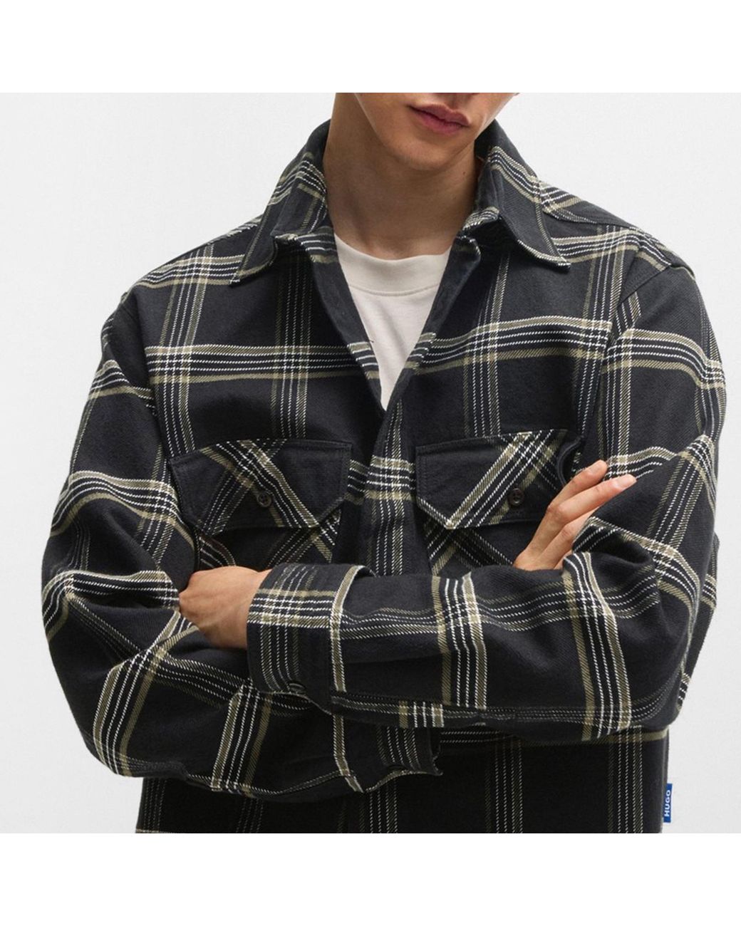Boss Black Dark Tone Plaid Workwear Long-Sleeve Shirt for men