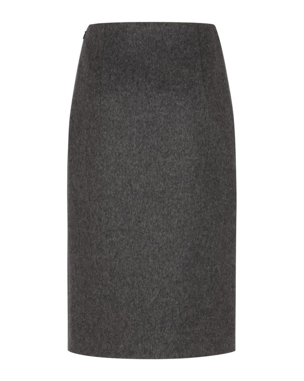 Prada Gray Slit-Detailed Midi Skirt