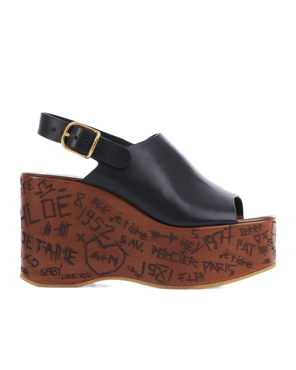 Chloé Black Maxime Wedge Sandal