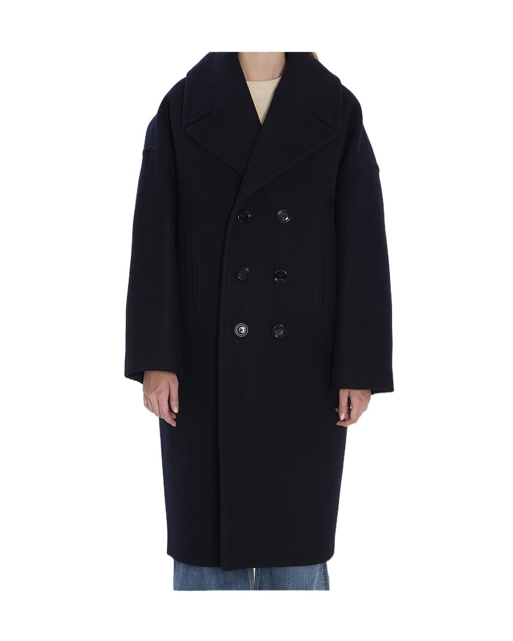 Céline Blue Long Peacoat