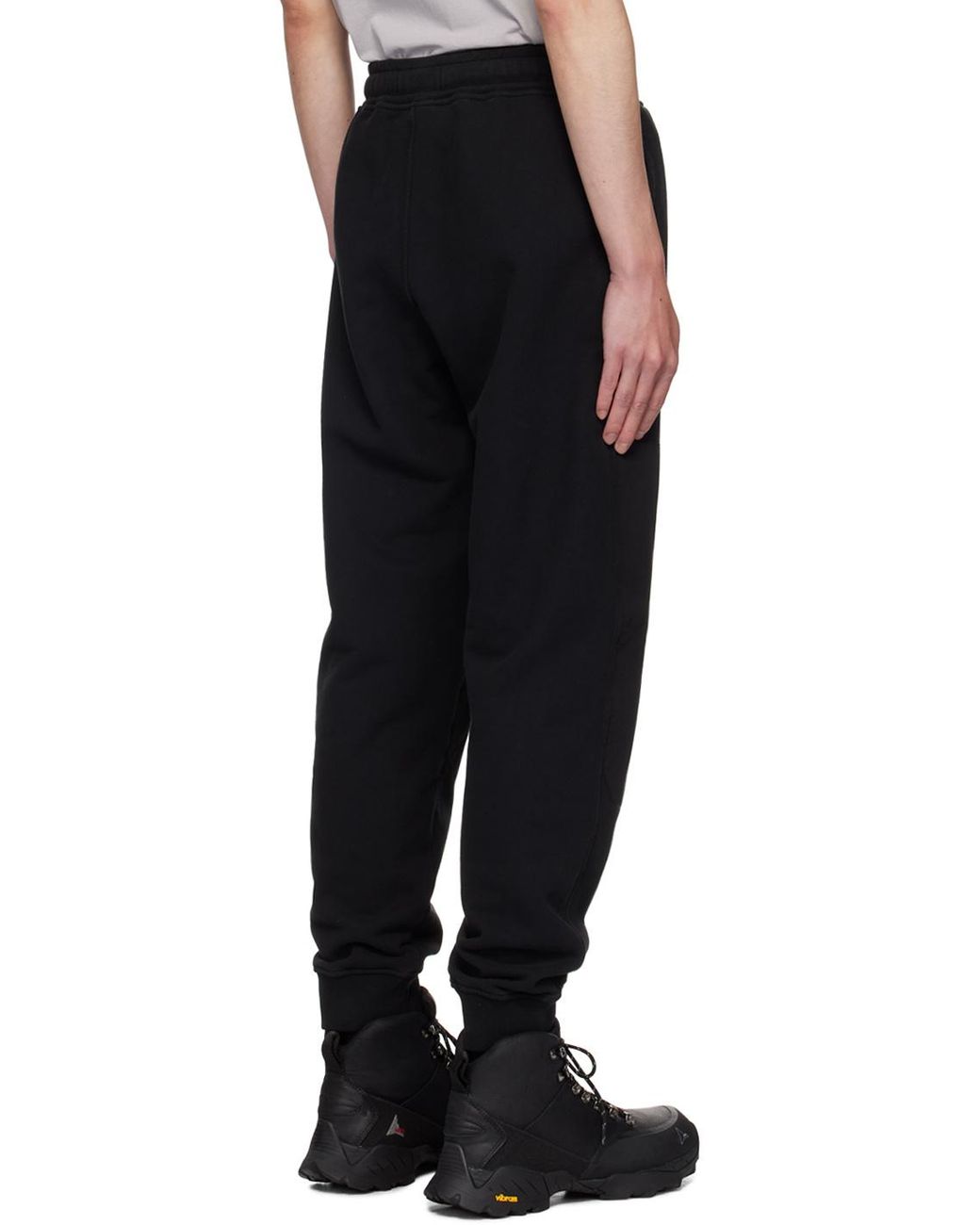Stone Island Black Compass Patch Drawstring Track Pants for men