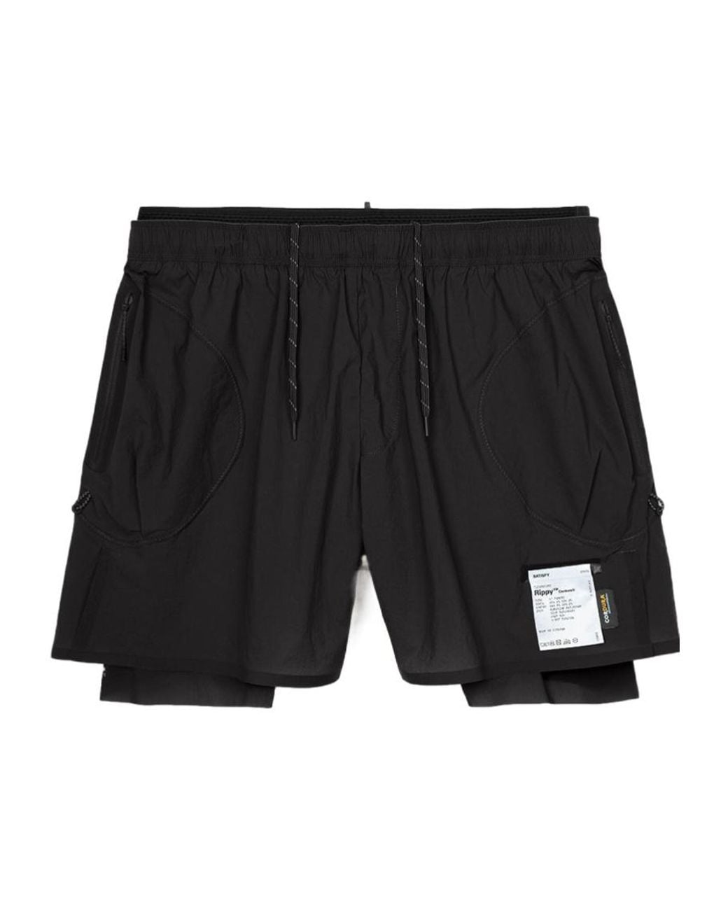 Satisfy Black Rippy Cordura 5' Trail Shorts for men
