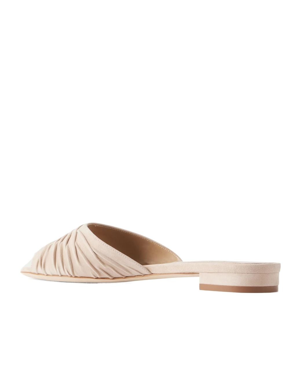 Manolo Blahnik Natural Pirua 10 Pleated Suede Sandals