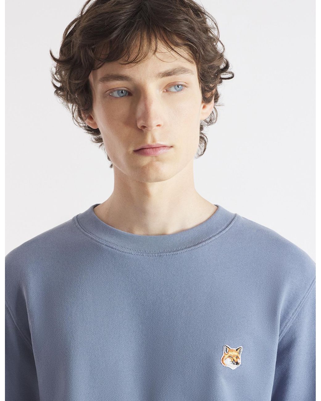 Maison Kitsuné Blue Maison Kitsuné Fox Head Patch Crewneck Sweatshirt for men