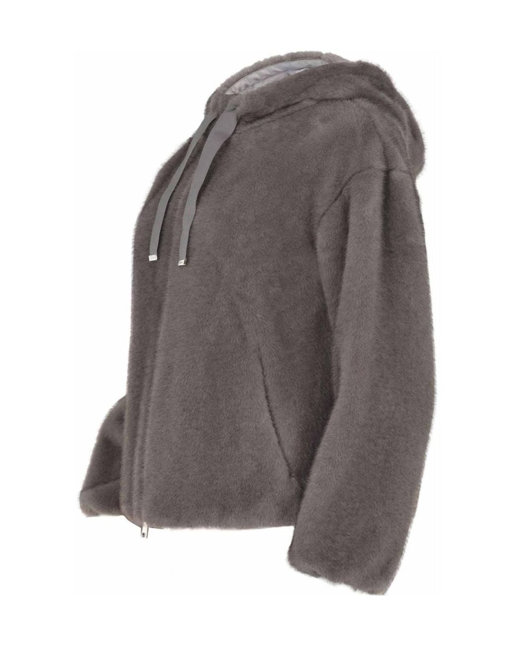 Herno Gray Zip-Up Hooded Jacket