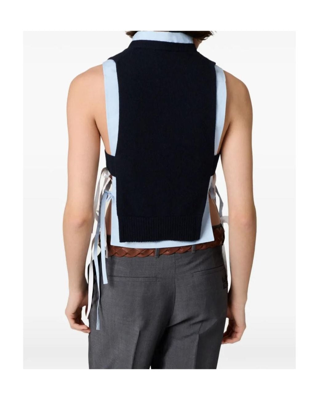 Miu Miu Blue V-Neck Sleeveless Cardigan