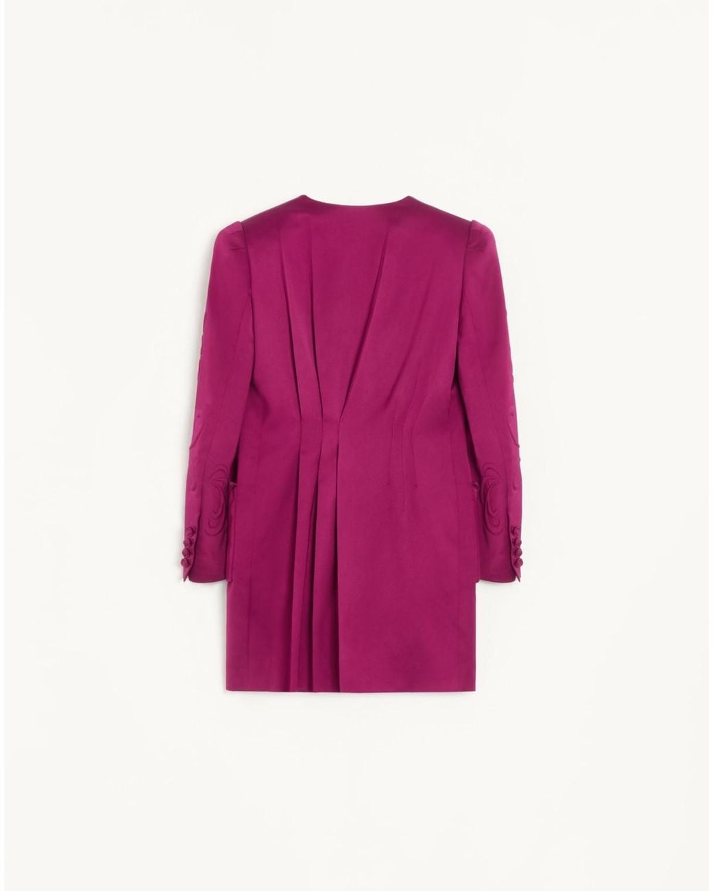 Valentino Pink Embroidered Satin Cady Caban Coat