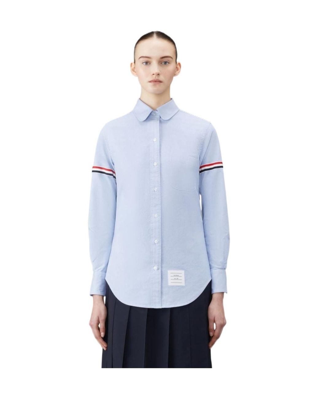 Thom Browne Blue Grosgrain-Arm Oxford Shirt
