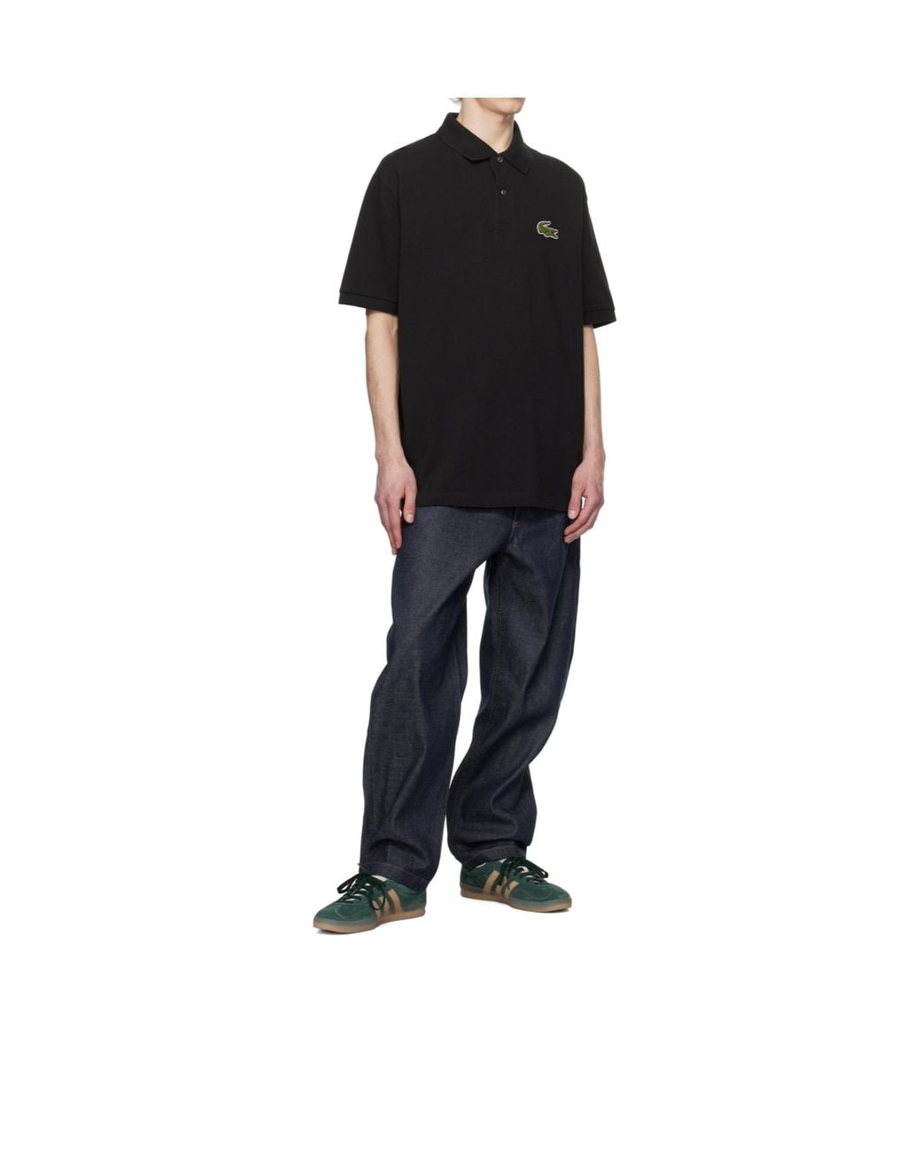 Lacoste Black Relaxed Fit Pique Polo Shirt for men
